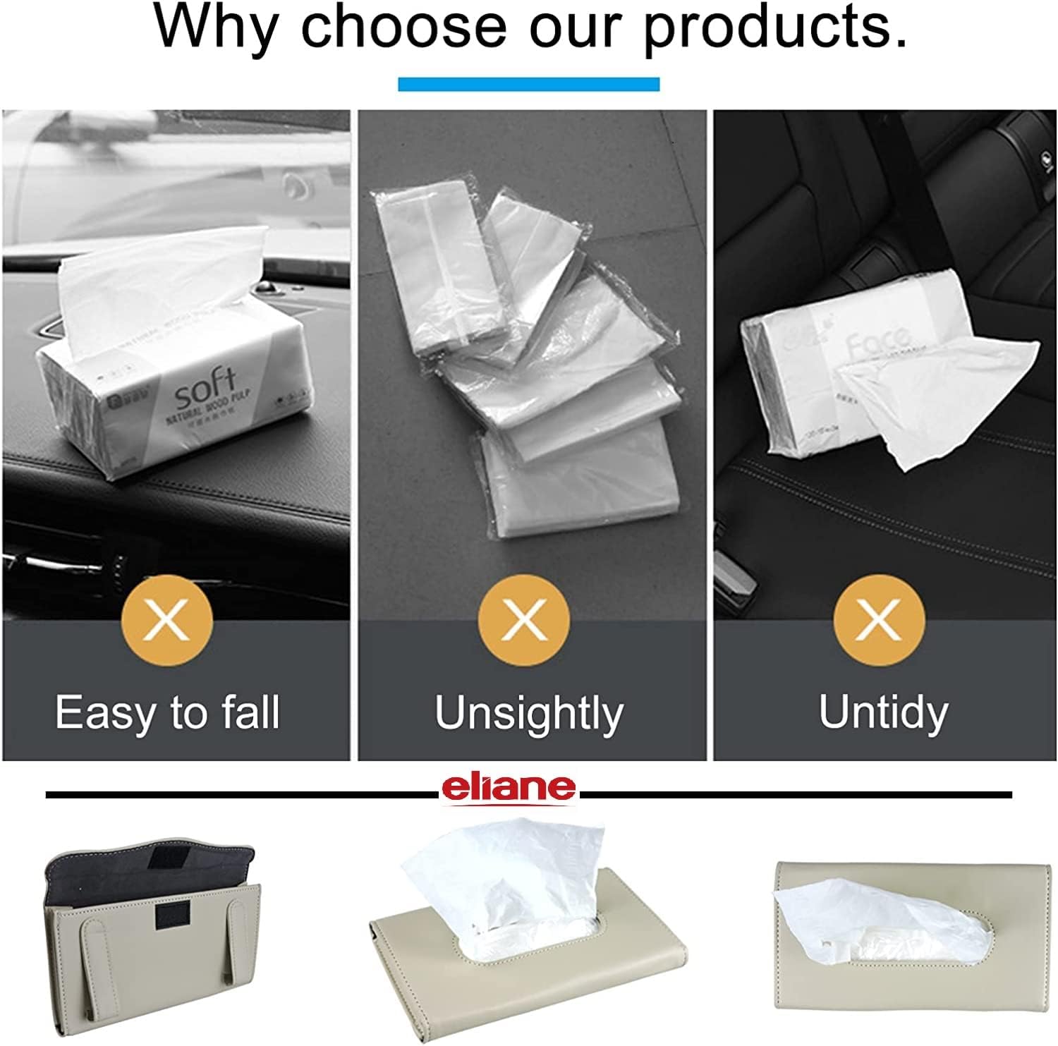 Eliane Car Tissue Holder Sun Visor Napkin