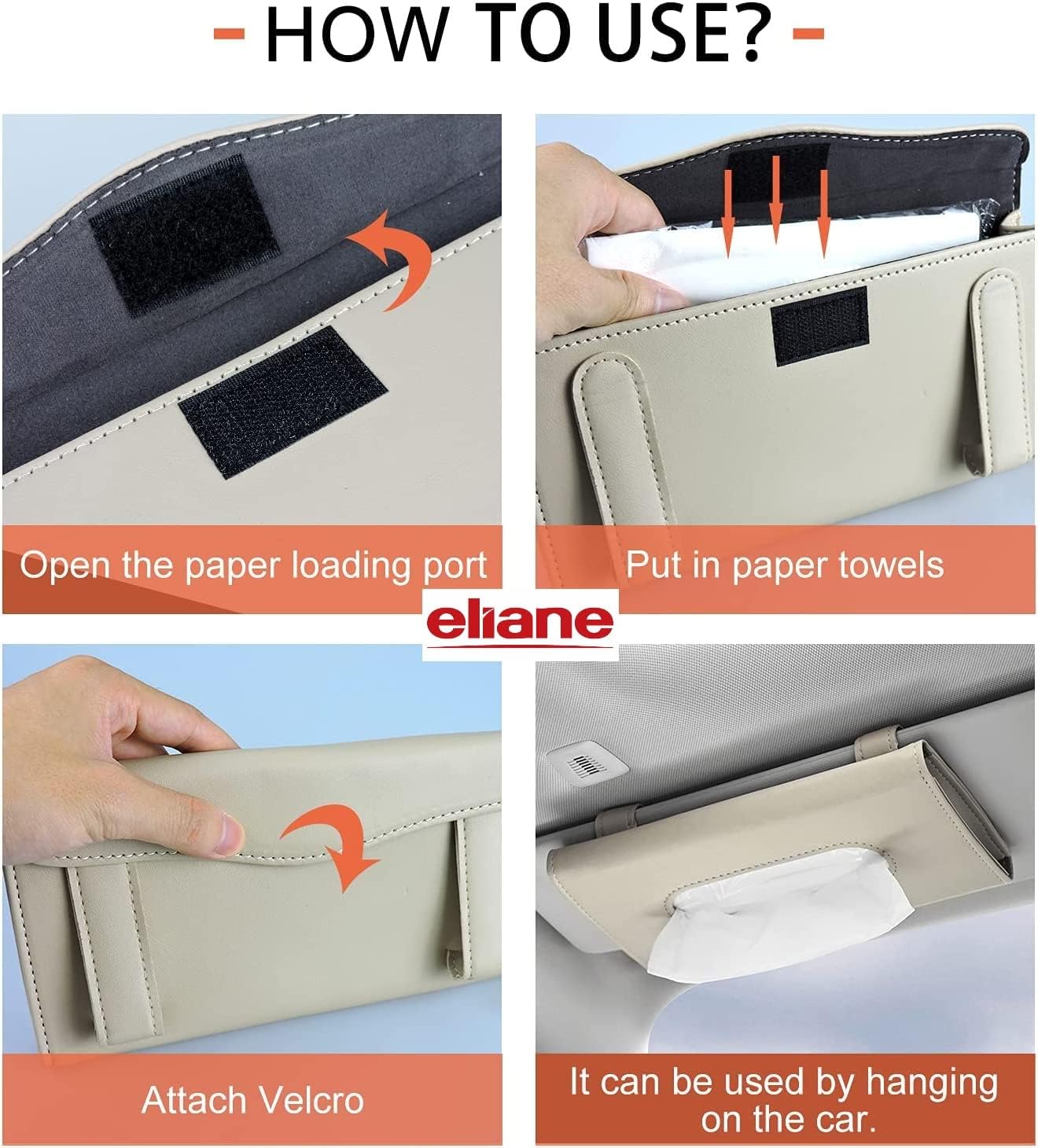 Eliane Car Tissue Holder Sun Visor Napkin