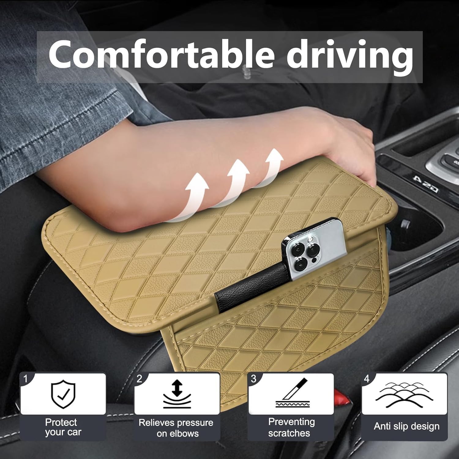Eliane Car Center Console Armrest Cover Pad