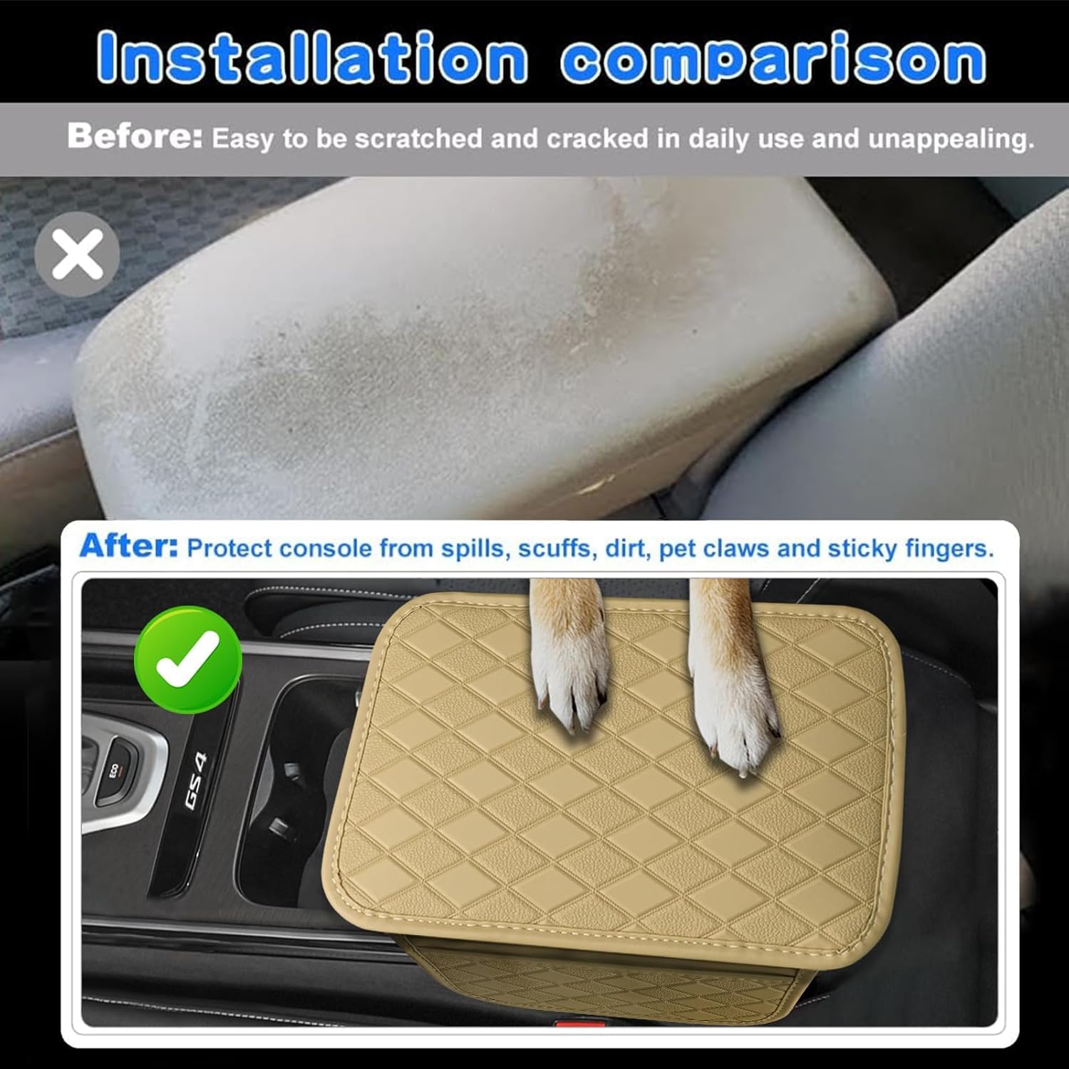 Eliane Car Center Console Armrest Cover Pad