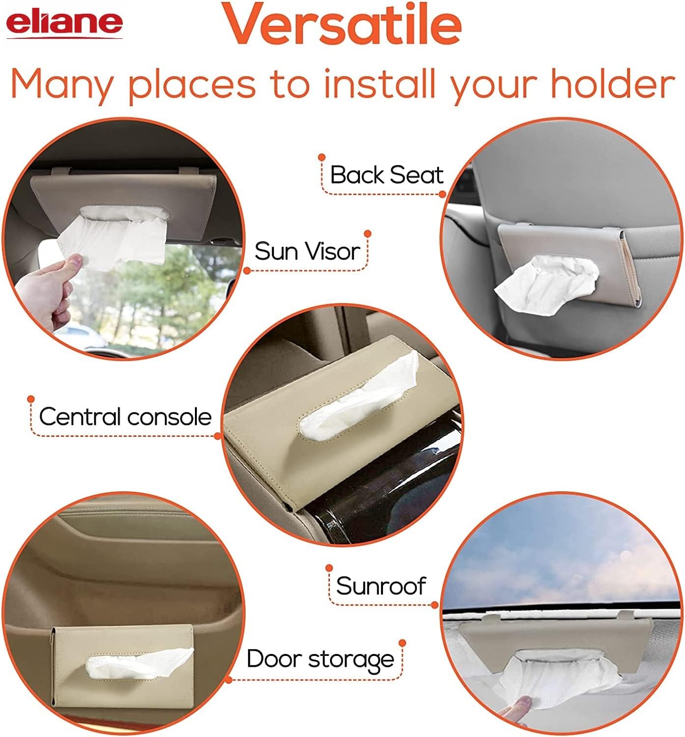 Eliane Car Tissue Holder Sun Visor Napkin